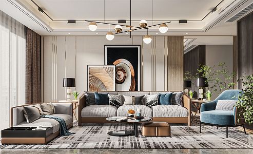 Light Luxury Living Room 3d model