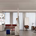 Modern Beauty Hair Salon Interior With Styling Chairs Mirrors Product Shelves Counter And Lighting