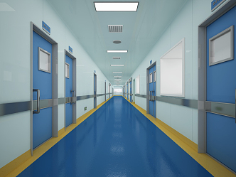 modern aisle outpatient department operating room aisle 3d model