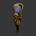 Game Movie Character With Orange Hair Blue Golden Armor Large Shoulder Wings And White Outfit