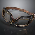 Vintage Protective Goggles With Metal Frame Transparent Lenses And Leather Strap