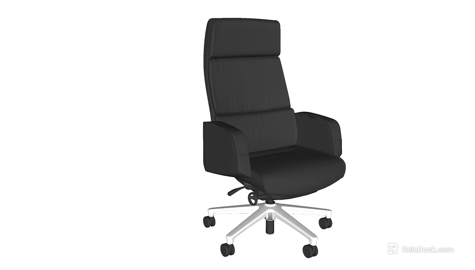 Black High Back Office Chair with Comfortable Armrests and Swivel Wheeled Base 3d model 