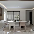 Modern Living Dining Room Interior With Open Layout Dark Leather Sofa And Wooden Shelves