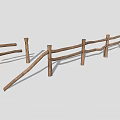 Rustic Wooden Fence Structure With Natural Log Posts And Horizontal Rails 3d model