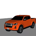 Isuzu Orange Pickup Truck with Double Cab Modern Design and Black Wheels Stylish Exterior View