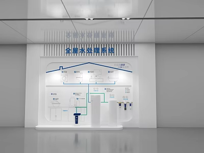 Modern Store Front Desk Displaying Whole House Water Purification System Diagram 3d model