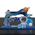 Space Theme Photo Spot With Astronaut Statues Planets And Satellite Decorations