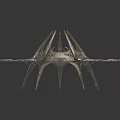Intricate Metallic Mechanical Structure With Circular Rings And Spiked Supports