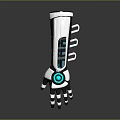 Advanced Robotic Hand Featuring Blue Circular Interface Digital Display And Mechanical Joints