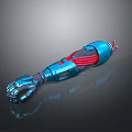 Futuristic Sci-Fi Character Mechanical Arm With Metallic Blue And Red Muscle Like Structures