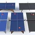Blue And Black Table Tennis Tables With Paddles As Sports Equipment