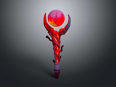 Ornamental Household Decor With Glowing Red Sphere On Intricate Staff Base 3d model