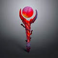 Ornamental Household Decor With Glowing Red Sphere On Intricate Staff Base