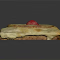 Golden Flaky Baked Square Pastry Topped With Pineapple Slice And Red Cherry