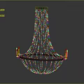 Elegant Crystal Chandelier With Hanging Crystal Beads And Metallic Frame Reflective Base
