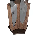 Double Wooden Knife Block Set With Sharp Stainless Steel Kitchen Knives