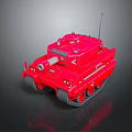 Red 3D Rendered Tank Model With Cannon Tracks And Antenna Features 3d model