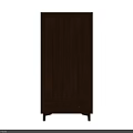 Brown Wooden Wardrobe with Two Doors Bottom Drawer and Legs for Modern Bedroom Storage