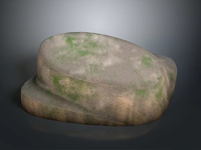 Natural Wooden Stone Decorative Piece With Stacked Structure And Green Moss 3d model
