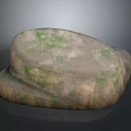 Natural Wooden Stone Decorative Piece With Stacked Structure And Green Moss