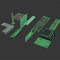 Diverse Scene Components With Concrete Metal Platforms Railings Pipes And Steps