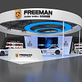 FREEMAN Exhibition Booth With Circular Design Blue Lighting Racing Spirit Sports Car Models