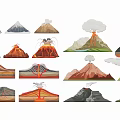 Scene of volcanic eruption smoking magma 3d model