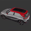 Sleek Silver Compact Car With Red Roof And Modern Black Wheels Design
