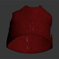 Red Soft Ribbed Knit Beanie With Tag On Gray Background