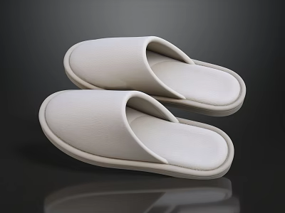 White Indoor Home Slippers With Soft Comfortable Design And Non Slip Sole 3d model