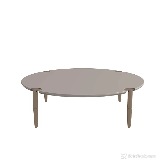 Modern Round Coffee Table With Light Colored Top And Wooden Legs 3d model