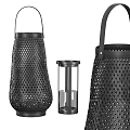 Modern Black Perforated Design Table Lamps With Cylindrical Transparent Center Piece 3d model