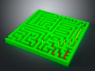 Green Maze Household Puzzle Toy With Intricate Path And Square Design 3d model