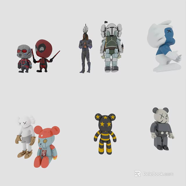 Unique Collectible Toy Figures Featuring Various Stylish Colorful Designs And Characters 3d model 