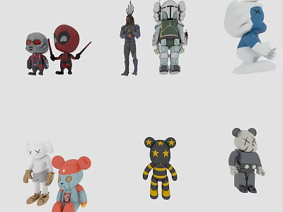 Unique Collectible Toy Figures Featuring Various Stylish Colorful Designs And Characters 3d model