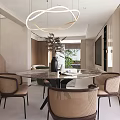 Modern Living And Dining Room Interior With Neutral Sofa Wooden Coffee Table And Pendant Lights