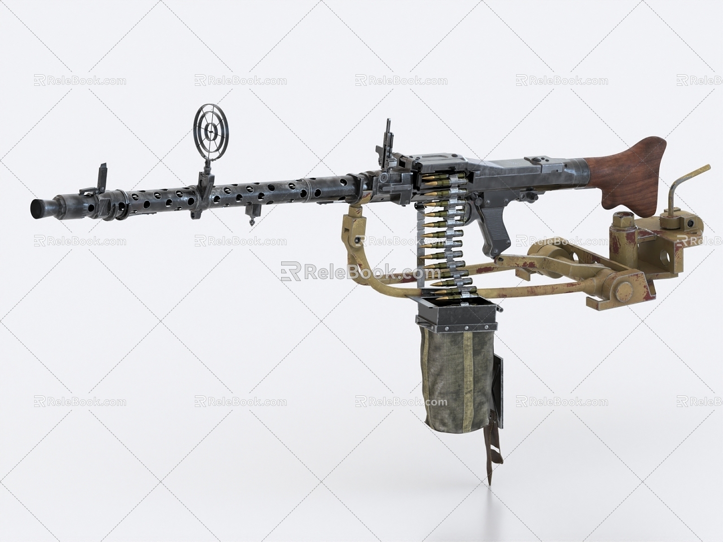 MG34 Machine Gun Light Machine Gun Machine Gun World War II Machine Gun 3d model