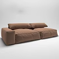 Brown Fabric Double Sofa With Soft Cushions And Modern Comfortable Design 3d model