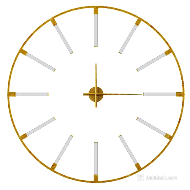 Minimalist Modern Wall Clock With Gold Frame And White Hour Markers Design 3d model 