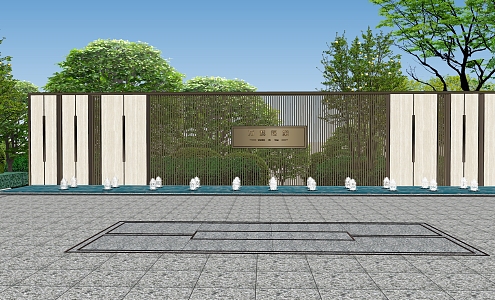 New Chinese style landscape wall 3d model