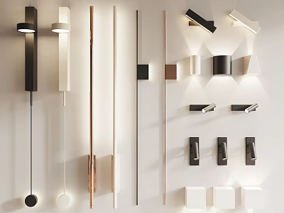 Modern Wall Lamps With Various Sleek Designs And Metal Finishes For Home Decoration 3d model