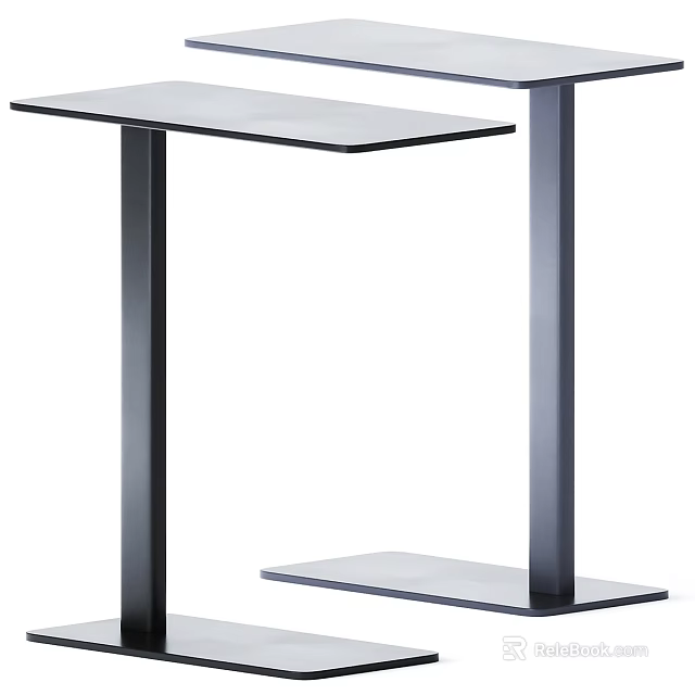 Modern Minimalist Side Table With Glass Top And Metal Legs Lower Shelf 3d model 