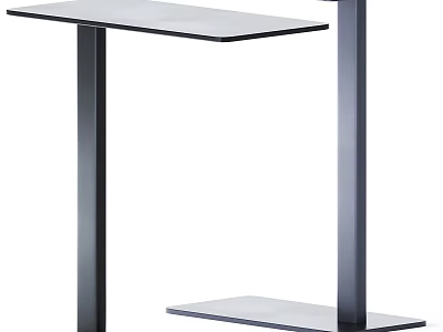 Modern Minimalist Side Table With Glass Top And Metal Legs Lower Shelf 3d model