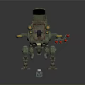Green Mechanical Robot With Open Cockpit And Multi Legged Structure Holding Side Weapon 3d model