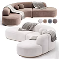 Modern Curved Double Sofa With Soft Throw Blanket And Multiple Color Options 3d model