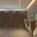 Hotel Bathroom Interior Design With Marble Walls Double Sinks Mirrors And Wooden Doors