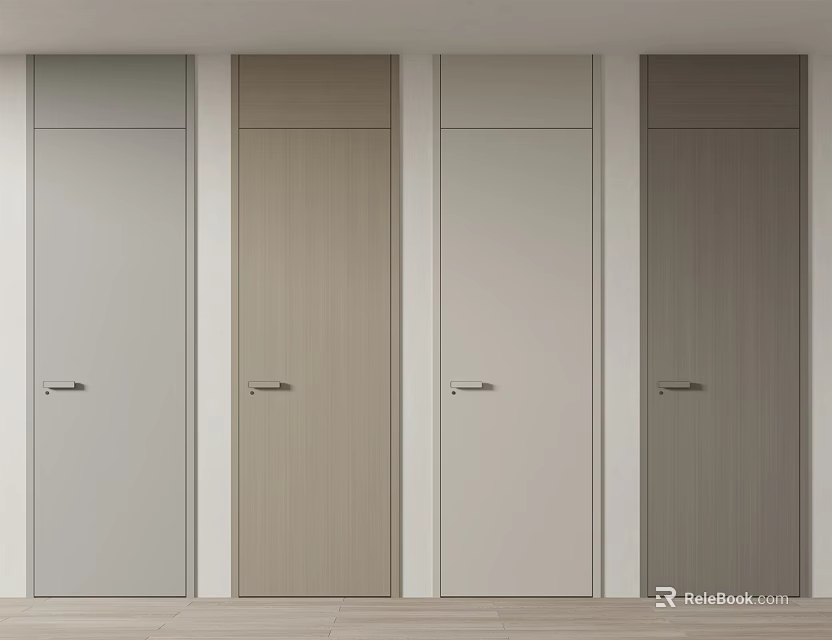 Sleek Interior Swing Doors In Various Colors With Wooden And Solid Finishes 3d model 
