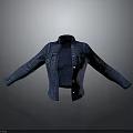Open Front Denim Jacket With Dark Inner Layer On Minimalist Gray Background 3d model