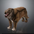 Realistic Prehistoric Creature 3D Model With Brown Fur Sharp Teeth Open Mouth Standing Pose 3d model