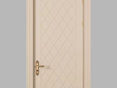 Beige Hinged Door With Diamond Pattern And Golden Handle Simple Design 3d model